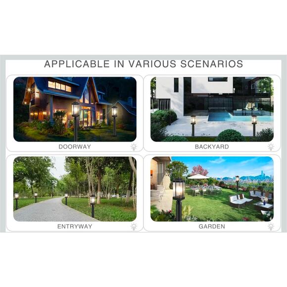 MONKFISH Outdoor Post Light Weather Resistant Garden Path Patio Lamp E26 Bulb - Picture 4 of 8